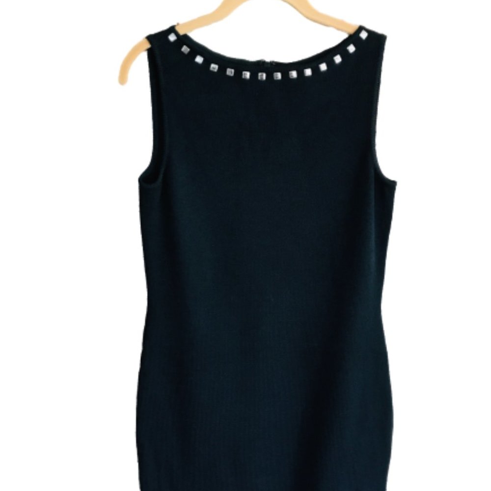 St. John Collection Marie Gray Black Knit Dress Sz2